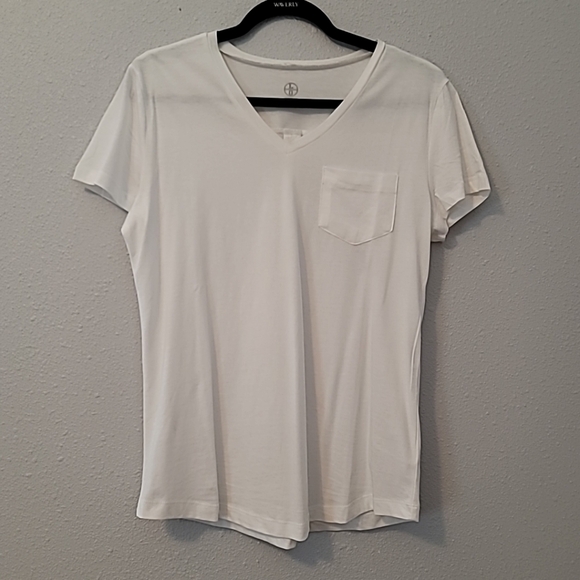 LO Brand White V Neck T-Shirt w Pocket Sz M - Picture 6 of 11